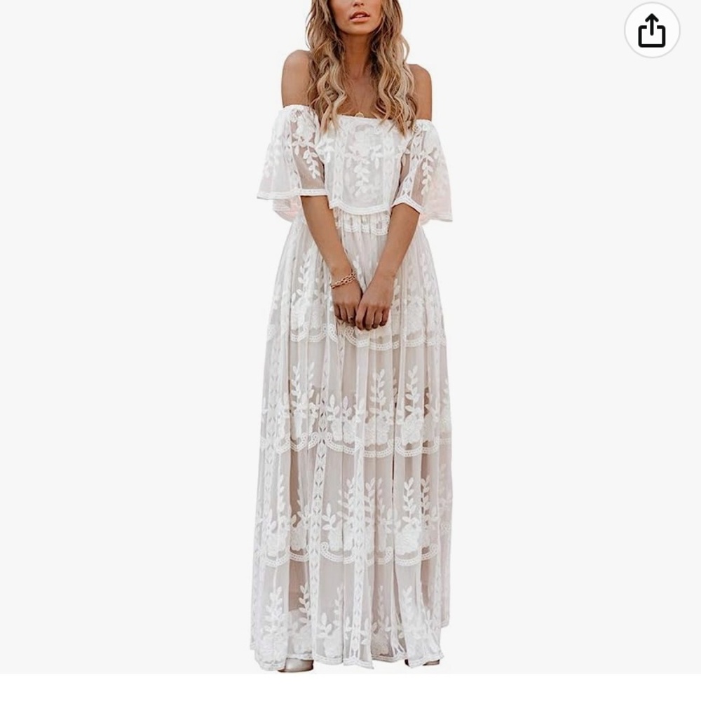 White Lace Maxi Dress // Maternity Photoshoot Dress